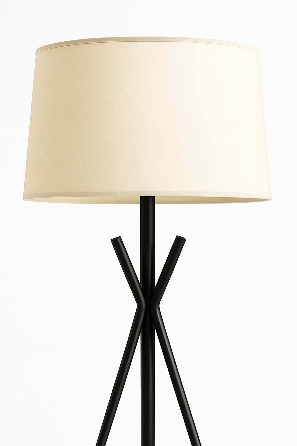 Black Metal Tripod Floor Lamp with Fabric Shade