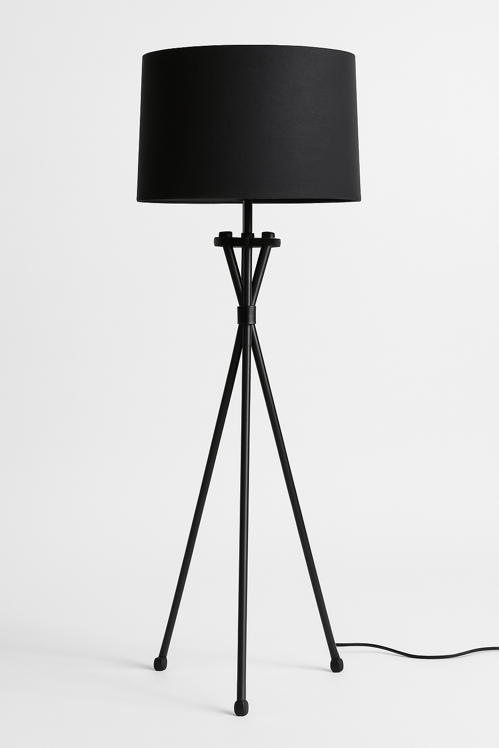Noir Tripod Floor Lamp with Fabric Shade