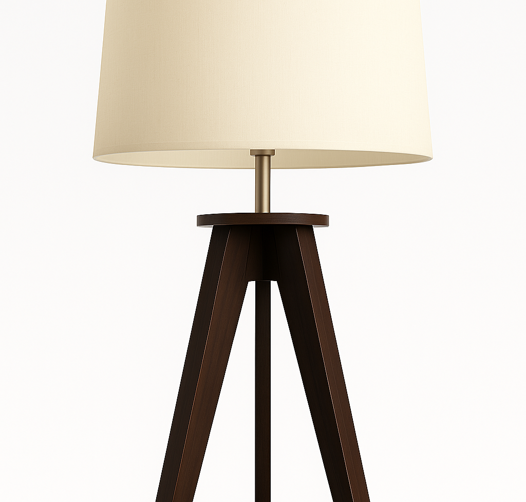 Tripod Wooden Floor Lamp with Shelf