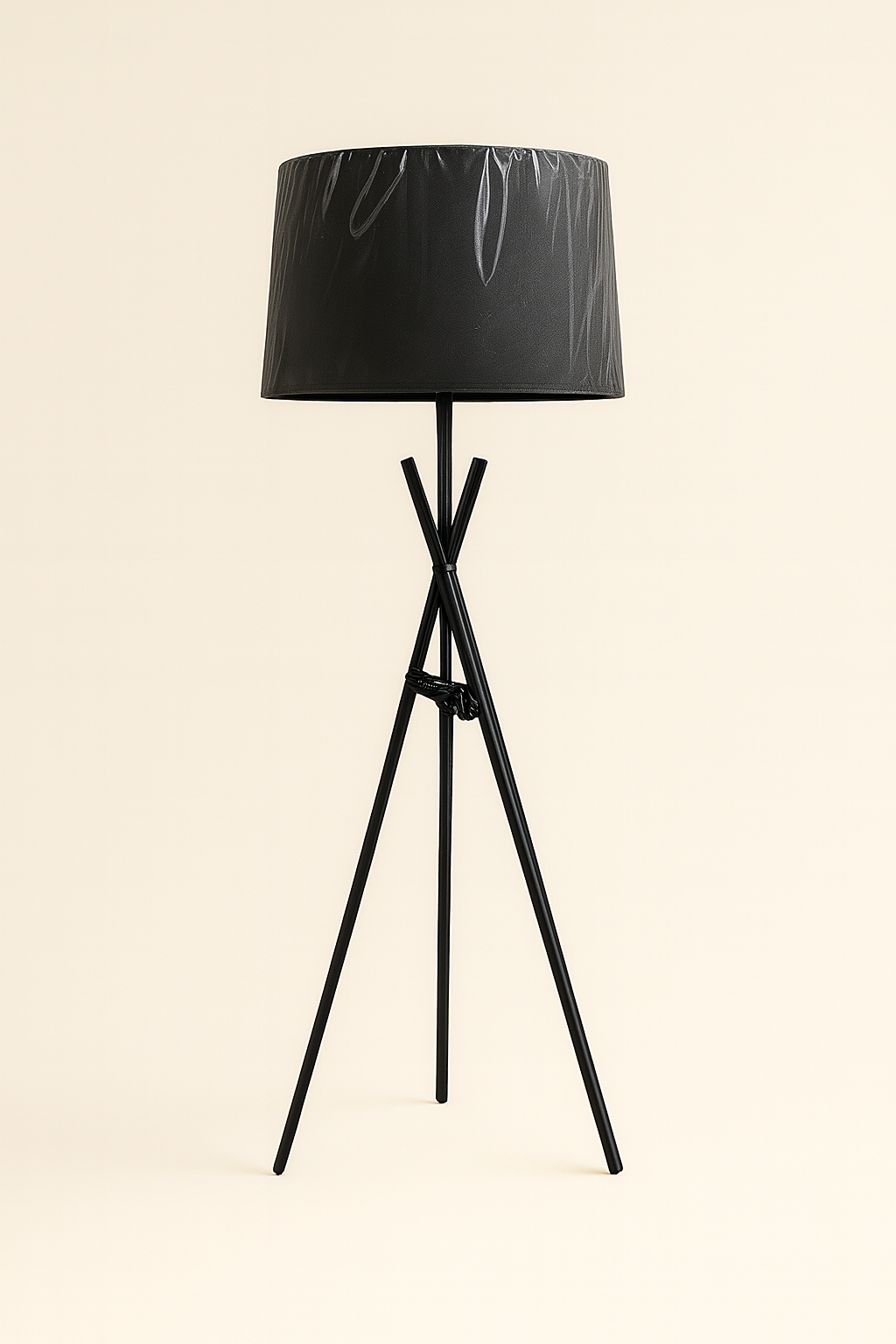 Black Metal Tripod Floor Lamp with Fabric Shade
