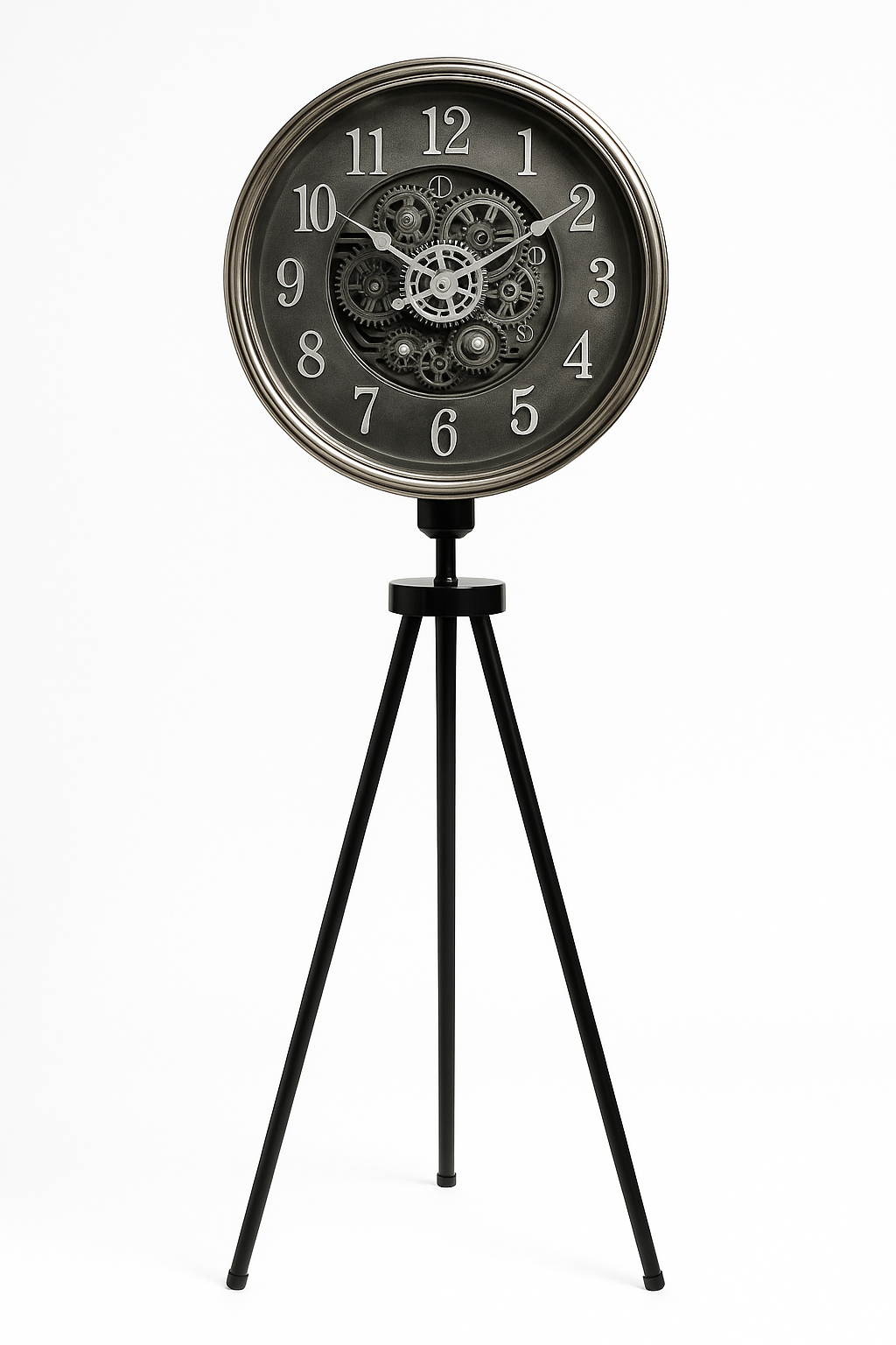 Modern Industrial Tripod Clock Lamp