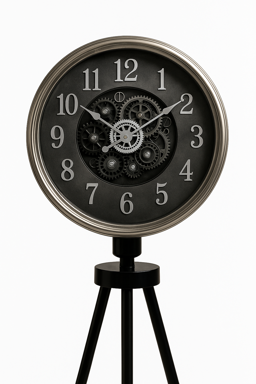Modern Industrial Tripod Clock Lamp
